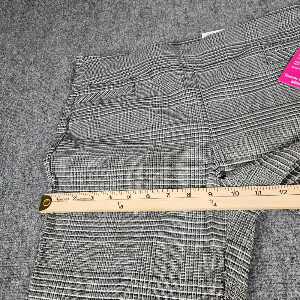 Kim Rogers Millennium Tummy Control Straight Leg Plaid Pants Black White Size 10 - Picture 10 of 11
